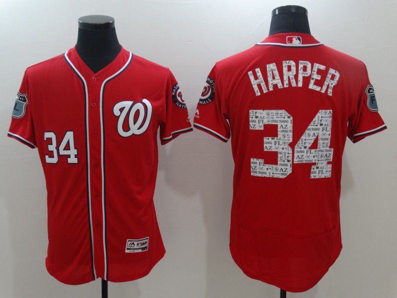 Men Washington Nationals #34 Harper Red Spring Edition Elite 2022 MLB Jersey->washington nationals->MLB Jersey
